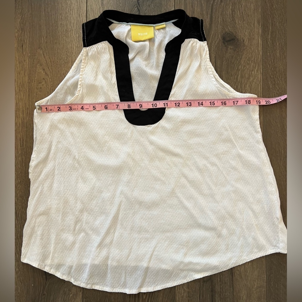 Anthropologie Maeve Women’s Enna Tank Top V-Neck Sleeveless White Black Size 8 - Picture 8 of 9